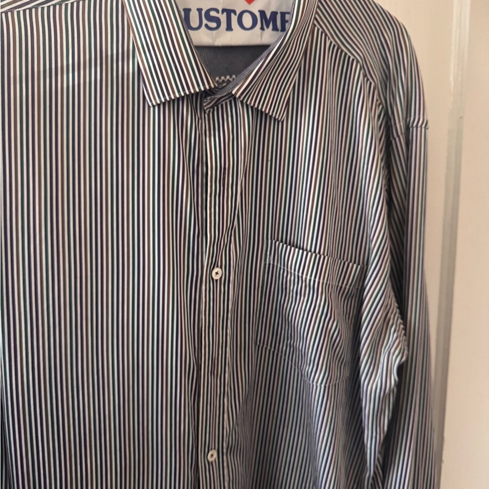 Bugatchi Black and White Pinstripe Dress Shirt